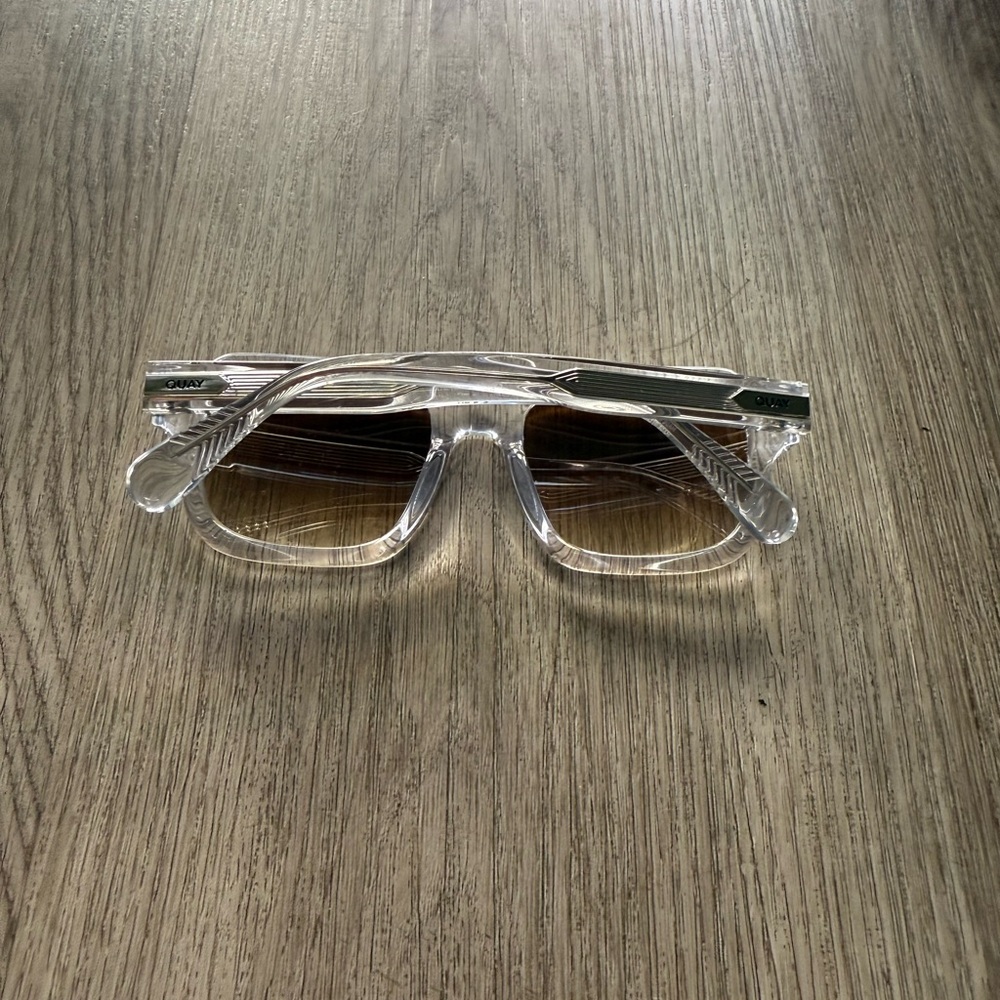 quay australia playback clear sepia brown retro modern rectangle sunglasses NEW - Picture 3 of 4